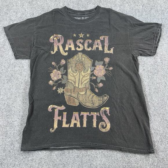 Rascal Flatts Tops - Rascal Flatts Band T Shirt Gray Distressed Graphic Tee Country Music S/M